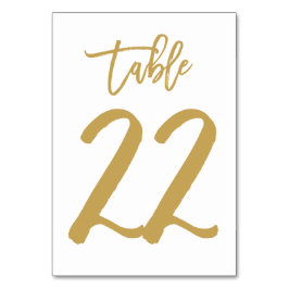 Tarjeta De Mesa Número de tabla con letras de mano de moda Gold | 