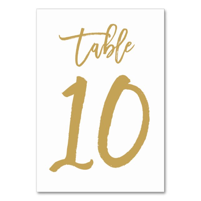 Tarjeta De Mesa Número de tabla con letras de mano de moda Gold |  (Anverso)