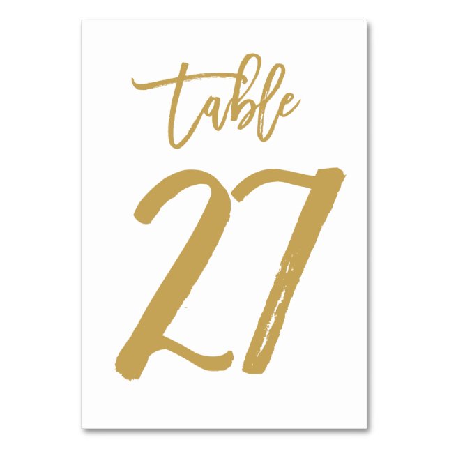 Tarjeta De Mesa Número de tabla con letras de mano de moda Gold |  (Anverso)