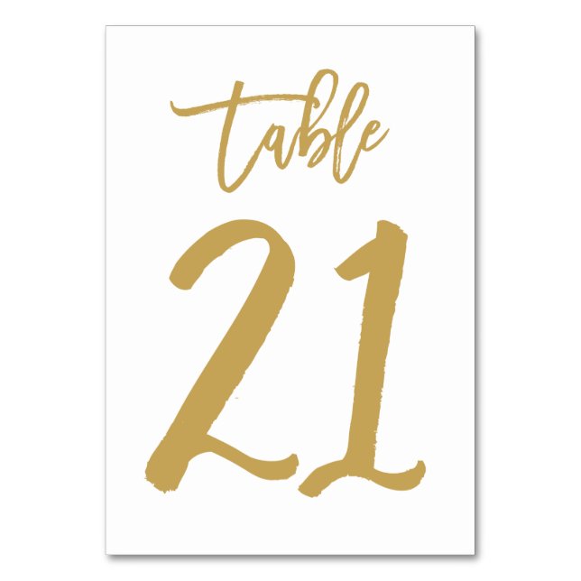 Tarjeta De Mesa Número de tabla con letras de mano de moda Gold |  (Anverso)