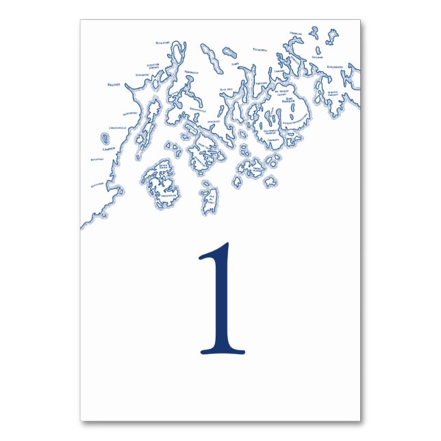Tarjeta De Mesa Número de tabla con mapa de bahía de Penobscot (Reverso)