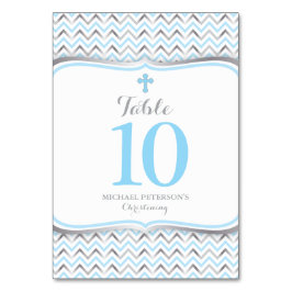 Tarjeta De Mesa Número de tabla cruzada: azul y plata