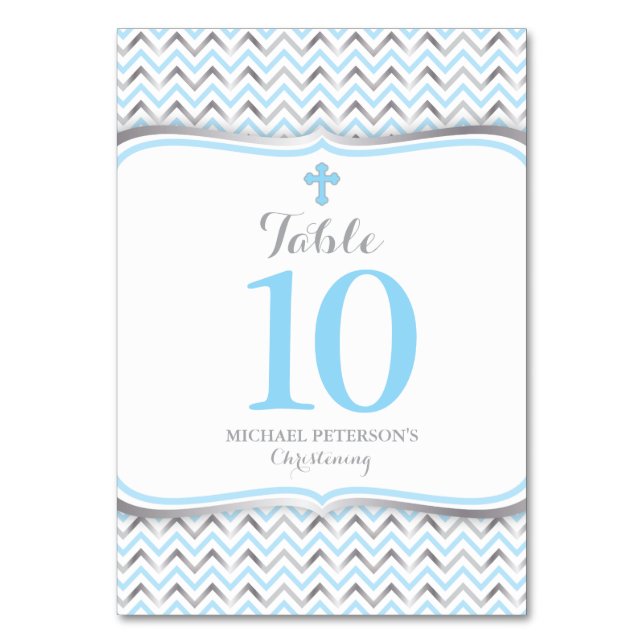 Tarjeta De Mesa Número de tabla cruzada: azul y plata (Anverso)