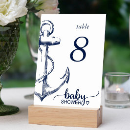 Tarjeta De Mesa Número de tabla de ancla náutica de Baby Shower