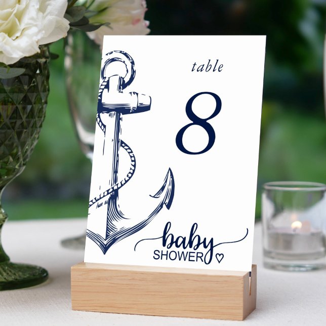 Tarjeta De Mesa Número de tabla de ancla náutica de Baby Shower (Subido por el creador)