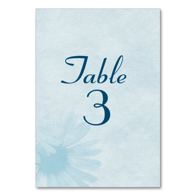 Tarjeta De Mesa Número de tabla de Aqua Boda Daisy (Anverso)