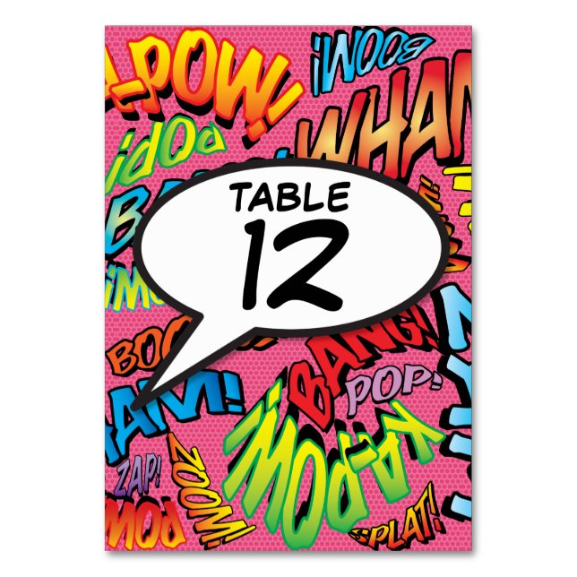 Tarjeta De Mesa Número de tabla de arte pop del libro de historiet (Anverso)