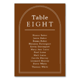 Tarjeta De Mesa Número de tabla de asientos arco de terracota