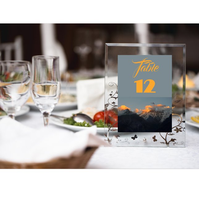 Tarjeta De Mesa Número de tabla de atardecer de montaña (Subido por el creador)