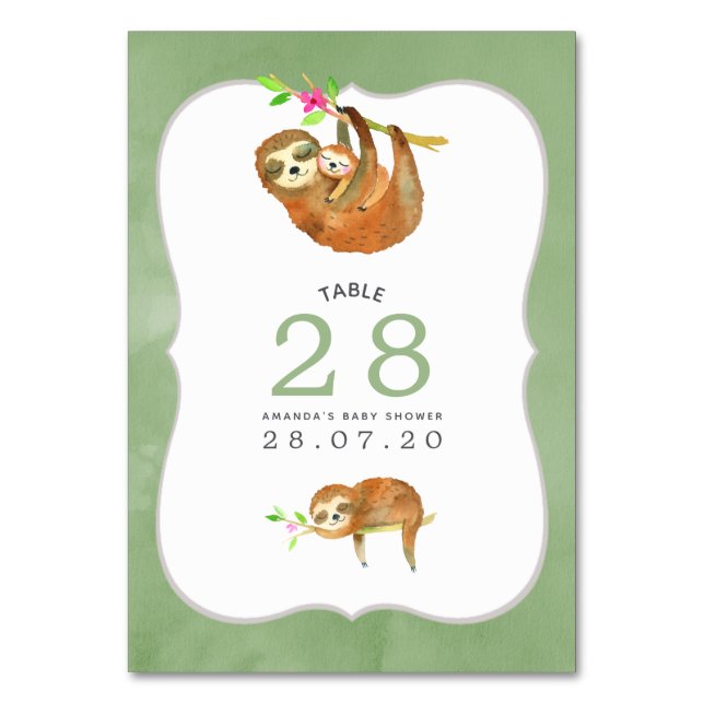 Tarjeta De Mesa Número de tabla de Baby Shower con tema de la eslo (Anverso)