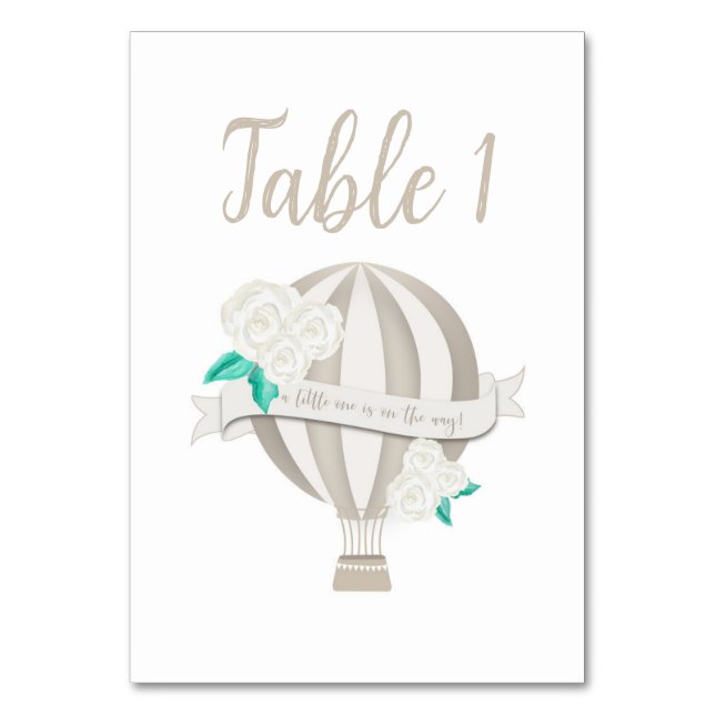 Tarjeta De Mesa Número de tabla de Baby Shower de globo de aire ca (Anverso)