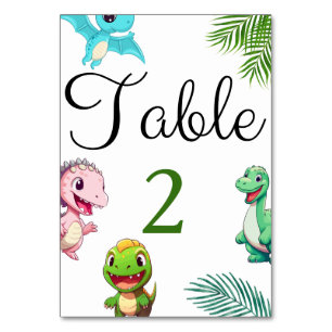 Tarjeta De Mesa Número de tabla de Baby Shower de pequeños Dinos