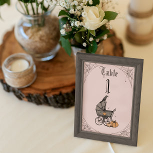 Tarjeta De Mesa Número de tabla de Baby Shower gótico rosado de Ru