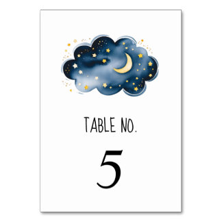 Tarjeta De Mesa Número de tabla de Baby Shower Moon and Stars