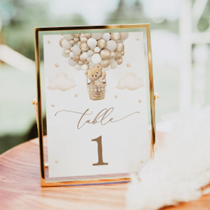 Tarjeta De Mesa Número de tabla de Baby Shower neutro para oso de 