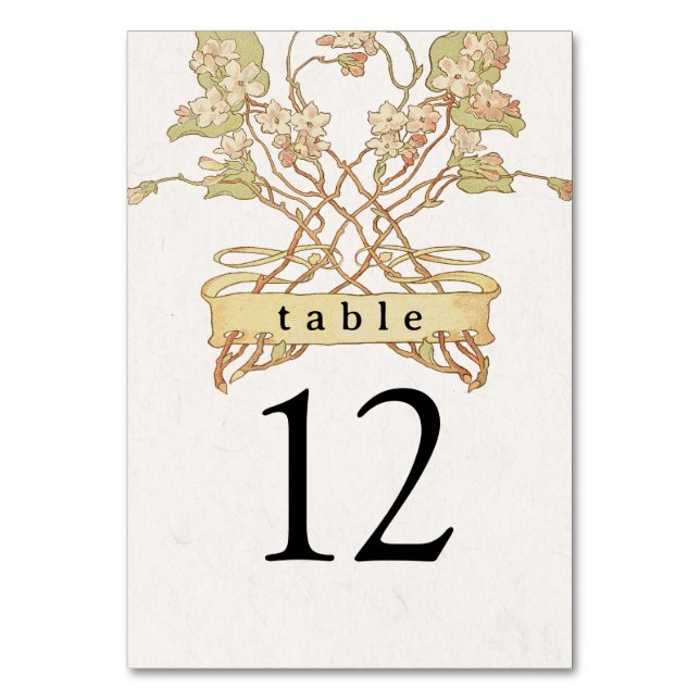 Tarjeta De Mesa Número De Tabla De Banner Floral Delicado (Anverso)