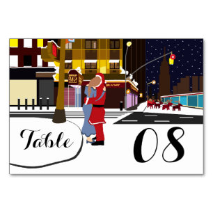 Tarjeta De Mesa Número de tabla de besos de Santa Claus en Broadwa