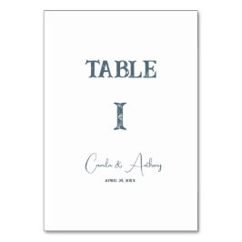 Tarjeta De Mesa Número de tabla de Boda azul