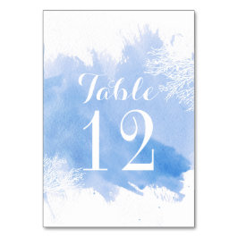 Tarjeta De Mesa Número de tabla de boda azul de arrecife de coral 