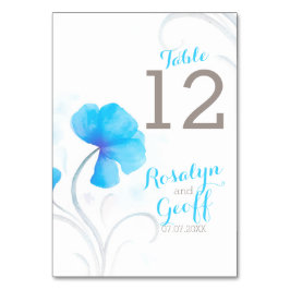 Tarjeta De Mesa Número de tabla de boda azul de flores silvestres 