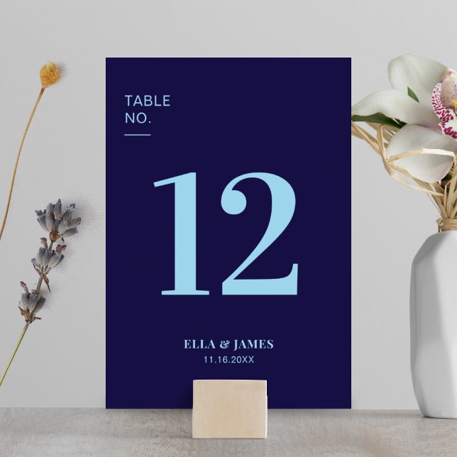 Tarjeta De Mesa Número de tabla de Boda azul de la Marina Minimali (Subido por el creador)