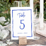 Tarjeta De Mesa Número de tabla de Boda azul francés manuscrito<br><div class="desc">Número de tabla de Boda azul francés manuscrito</div>