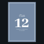Tarjeta De Mesa número de tabla de boda azul polvoriento de marco<br><div class="desc">diseño de cuadro blanco con número de tabla de boda de fondo negro azul polvoriento.</div>