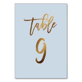 Tarjeta De Mesa número de tabla de boda azul polvoriento de Reliev