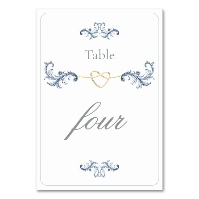 Tarjeta De Mesa Número de tabla de Boda azul turbio (Anverso)