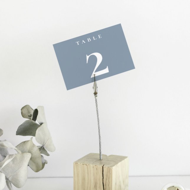 Tarjeta De Mesa Número de tabla de Boda azul turbio mínimo (Minimalistic Dusty Blue Wedding Table Number)