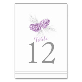 Tarjeta De Mesa Número de tabla de boda blanco púrpura de arte de
