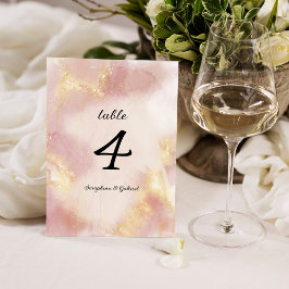 Tarjeta De Mesa Número de tabla de Boda de acuarela rosa celestial