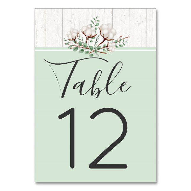Tarjeta De Mesa Número de tabla de Boda de algodón y madera del Su (Anverso)