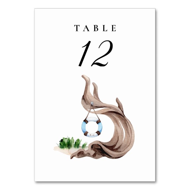 Tarjeta De Mesa Número de tabla de Boda de anillo de vida náutico (Anverso)
