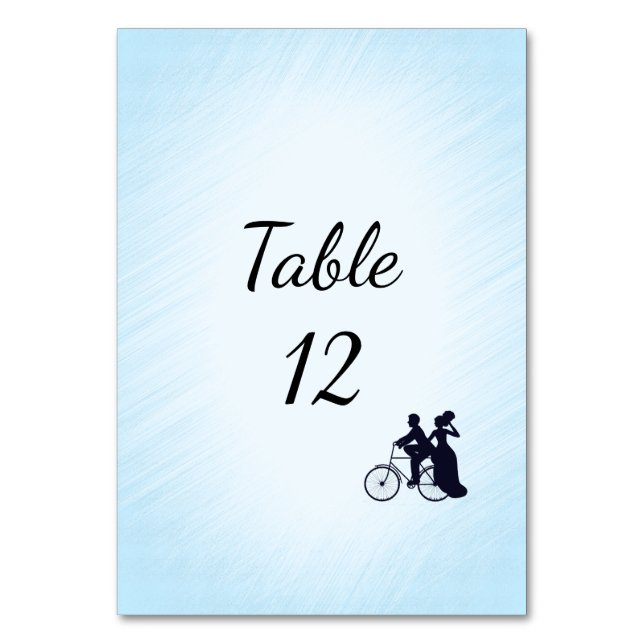 Tarjeta De Mesa Número de tabla de Boda de bicicleta azul (Anverso)