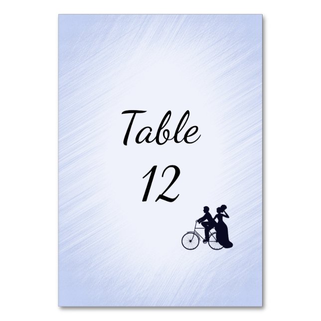 Tarjeta De Mesa Número de tabla de Boda de bicicleta azul (Anverso)