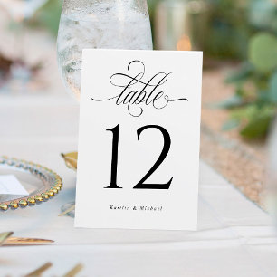 Tarjeta De Mesa Número de tabla de Boda de caligrafía elegante de 