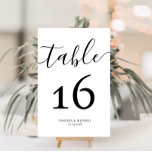 Tarjeta De Mesa Número de tabla de boda de caligrafía moderna<br><div class="desc">diseño de caligrafía elegante y sencillo en blanco y negro</div>