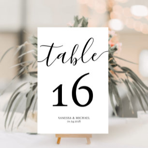Tarjeta De Mesa Número de tabla de boda de caligrafía moderna