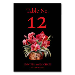 Tarjeta De Mesa Número de tabla de Boda de color de agua de orquíd