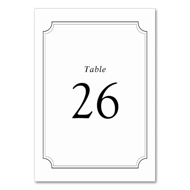 Tarjeta De Mesa Número de tabla de boda de cuadro simple en blanco (Anverso)
