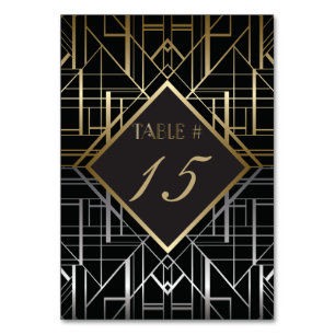Tarjeta De Mesa Número de tabla de Boda de deceno Gatsby clásico