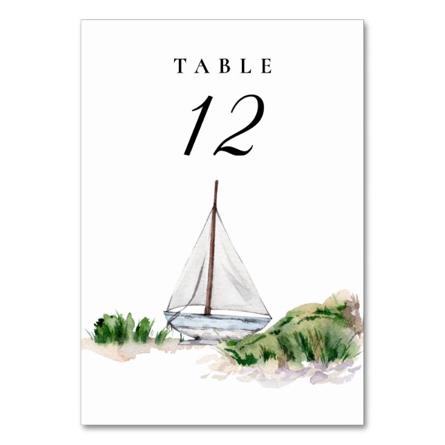 Tarjeta De Mesa Número de tabla de Boda de embarcaciones náuticas (Anverso)