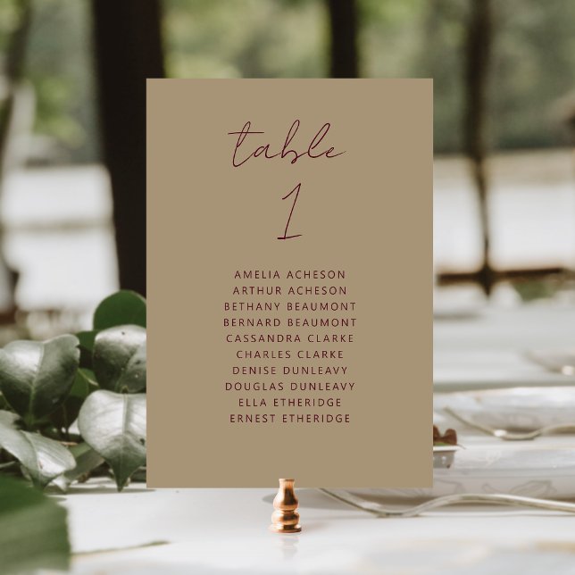 Tarjeta De Mesa Número de tabla de Boda de escritura moderna de Bo (Subido por el creador)