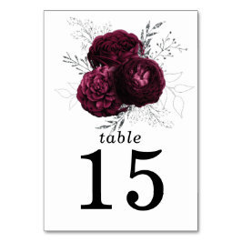 Tarjeta De Mesa Número de tabla de Boda de Floral de Borgoña