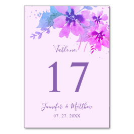 Tarjeta De Mesa Número de tabla de Boda de floral morado románico