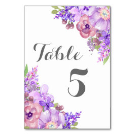 Tarjeta De Mesa Número de tabla de Boda de floral púrpura de lavan