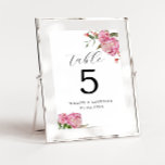 Tarjeta De Mesa Número de tabla de Boda de flores de Peony Rosa<br><div class="desc">Elegante y moderno número de mesa boda con ilustracion acuático de flores de peonía rosada con vegetación. Perfecto para un boda de primavera o verano.</div>
