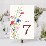 Tarjeta De Mesa Número de tabla de Boda de flores silvestres<br><div class="desc">Acuarela Boda de flores silvestres Beige Número de la mesa. Elementos coincidentes disponibles.</div>