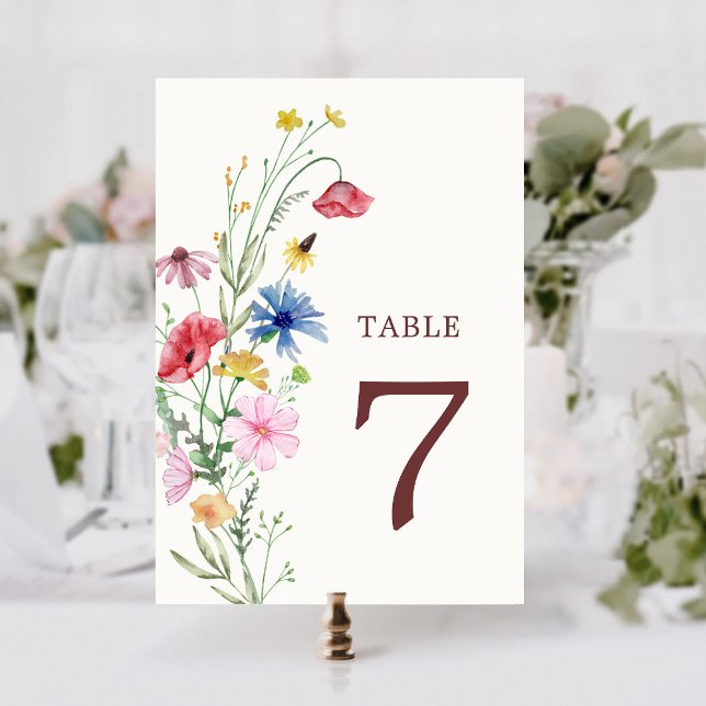 Tarjeta De Mesa Número de tabla de Boda de flores silvestres (Subido por el creador)